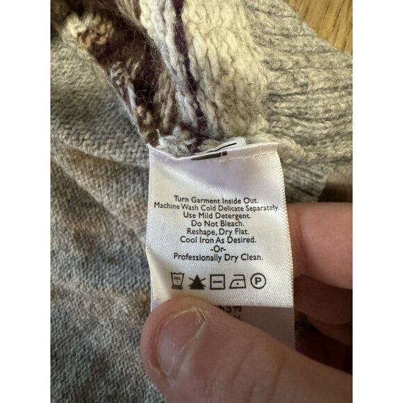 Eddie Bauer XXL Aztec Wool Blend Toggle Cardigan Sweater Cozy Country City VTG - Picture 10 of 15